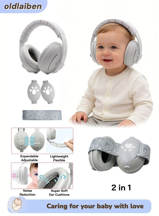 الدليبن سدادات أذن للأطفال، سدادات أذن قابلة للتعديل لتخفيف الضوضاء، حماية أذن للأطفال الرضع والأطفال الصغار، سدادات أذن قابلة للتعديل لحماية الأذن، سماعات رأس عازلة للضوضاء، عصابة رأس فريدة من نوعها لملاءمة آمنة ومريحة، لحماية الأذن، النوم، مستلزمات السفر للأطفال - Image 1